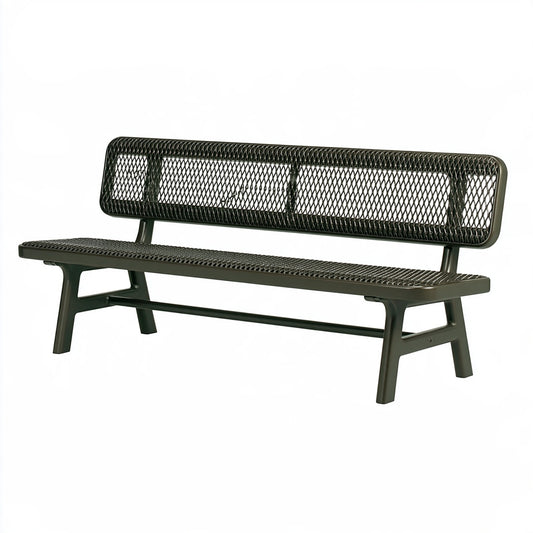 Panca da giardino 150 x 60 x 85 cm in metallo verde scuro - schienale in rete